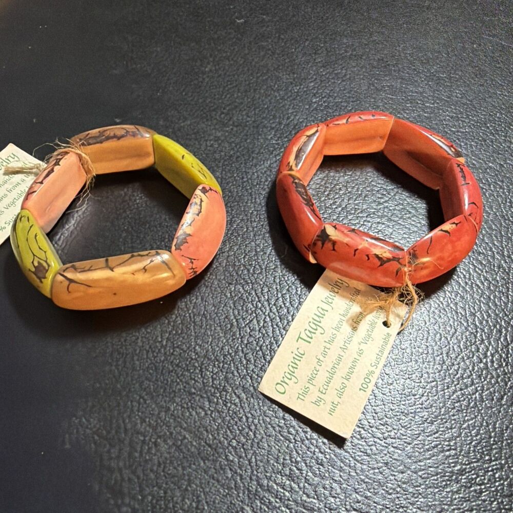 Tagua By Soraya Cedeno Multicolored Bracelet lot of 2 , 3/4 in wide